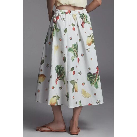 The Jacie Poplin Veggie Garden Printed Midi Skirt by Maeve 1X - Picture 4 of 5